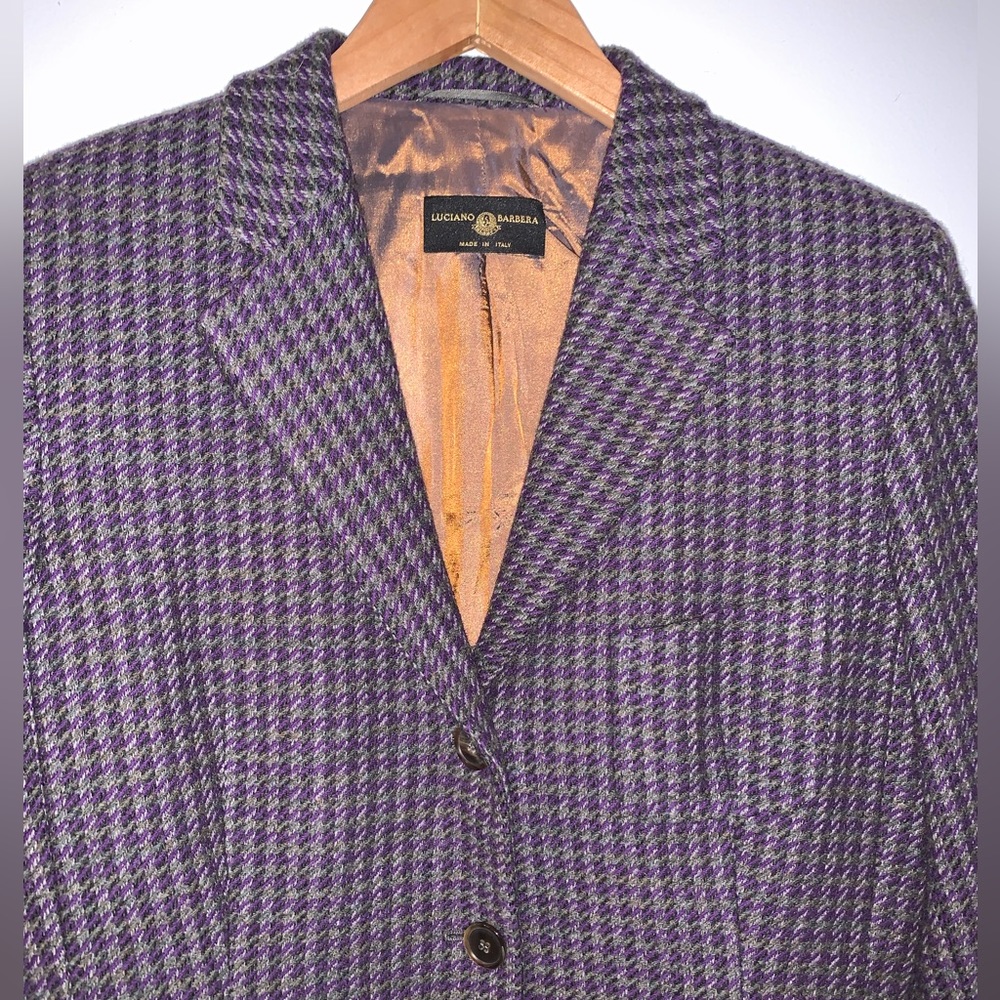 Luciano Barbera Made In Italy Wool Houndstooth Blazer Size  IT 46/ US 10 - Picture 4 of 9